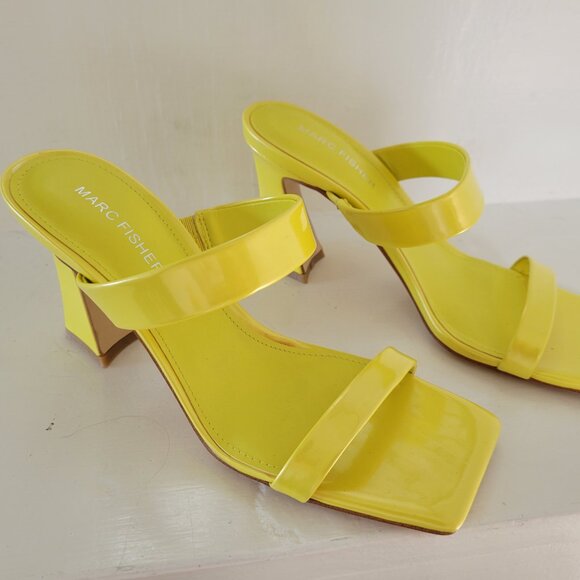 NEW with box Marc Fisher Yellow Heels Zasha Sandal Sz 7.5M - Picture 2 of 4